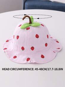 1pc Children's Hat Strawberry Shaped Baby Bucket Hat Sun Hat For Infant - Pink - View 4