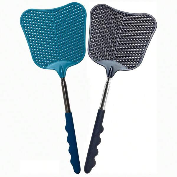 1/2pcs Heavy Duty Telescopic Fly Swatter Set - Durable Plastic, Stainless SteelHandle, Perfect For Indoor/Outdoor/Classroom Use