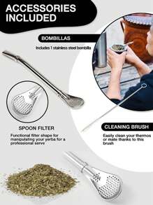 choxila 1入組傳統瑪黛風格咖啡杯,原生的南瓜/茶杯,雙層不銹鋼瑪黛杯和bombilla套裝,普洱茶套裝包括茶吸管和清潔刷 - Mate Cup - 查看 7