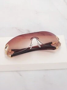 1 stuk frameloze metalen hartvormige Y2K-stijl modieuze bril voor vrouwen, geschikt voor strand, feest, cadeau, vakantie