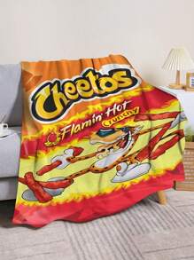 Parrot & Funny Snacks Pattern Flannel Blanket, Soft Sofa Throw Blanket, 1pc - Multicolor - View 4