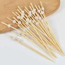 100pcs Disposable Food Fruit Sign Sticks For Wedding Party Cake Dessert Cocktail Self-Service Paper Cupcake Toothpick String - White - View 3