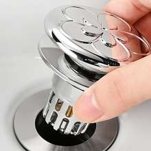 1PC Large Flower Cover Washbasin Bounce Core Drain, Press Type Electroplated Brass Core Washbasin Sink Sink Drain Plug - Multicolor - View 12