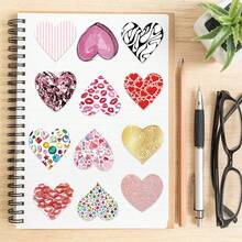 50pcs Pink Heart Doodle Stickers For Mother's Day, Waterproof Decals For Guitar, Notebook, Luggage Diy - Multicolor - View 4