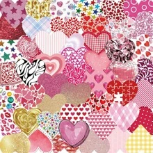 50pcs Pink Heart Doodle Stickers For Mother's Day, Waterproof Decals For Guitar, Notebook, Luggage Diy - Multicolor - View 1