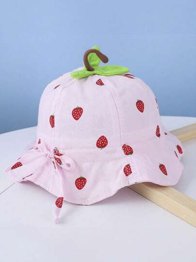 1pc Cappello per bambini a forma di fragola Cappello a secchiello per bambini Cappello da sole per neonato