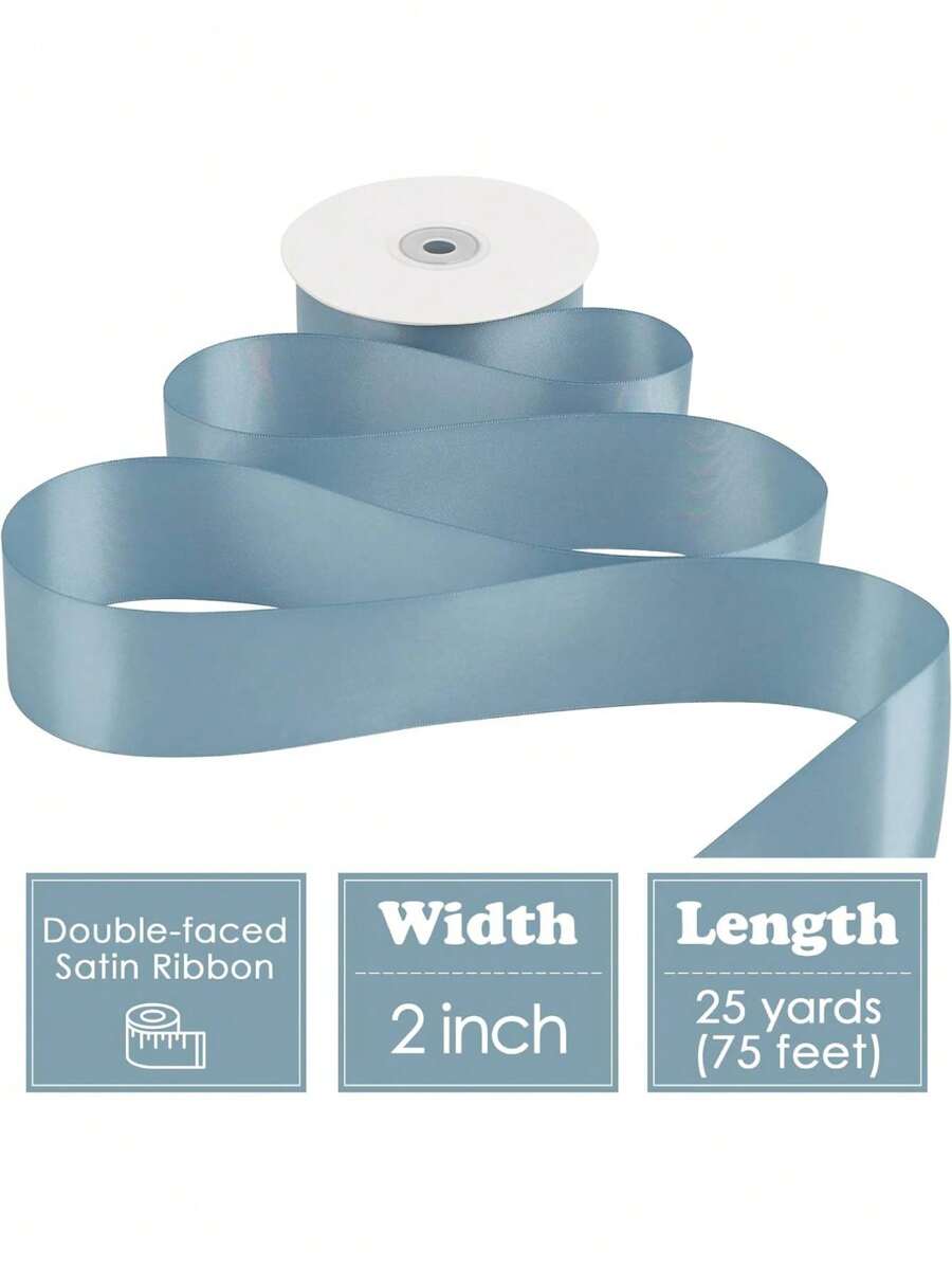 Dusty Blue Ribbon 2 Inch Wide Double Face Blue Satin Ribbon For Flower
