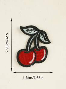 5入組櫻桃刺繡布補丁，DIY服裝褲子帽子包包鞋子手機殼裝飾布補丁服飾配件熱轉印 - 彩色 - 查看 3