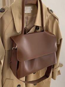 2024春夏新款复古大容量公文包，女士独特设计单肩斜挎包，时尚商务休闲手提包，完美适用于办公室、商务和工作场合 - 棕色 - 查看 7