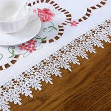 1入組，桌布，中空設計刺繡粉色花卉桌布，精緻浪漫系列裝飾用桌布，生日派對，節日裝飾，房間裝飾 - 西瓜粉 - 查看 9