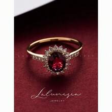 1 Stück Luxuriöses Set aus Vintage Rot Rubin Ring, Halskette und Ohrringen aus S925 Silber, mit Cubic Zirkonia und glänzenden Diamanten, vergoldet mit 18 Karat Gold, perfekt für Hochzeit, Party und den täglichen Gebrauch, ideales Geschenk für Mutter, beste Freundin oder Freundin zum Geburtstag.