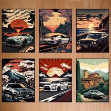 Peinture diamant fait à la main avec diamant rond, entièrement diamantée sans cadre, conception de voitures de sport de luxe vintage et de voitures de course cool, convient à la décoration murale de la maison - Multicolore - Voir 9