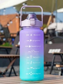 1pc 280/750/2000ml Large Capacity Purple Ombre PC Water Bottle, Comes With Random 3D Sticker, Sports & Fitness Portable Straw Cup, Suitable For Home, Travel And Outdoor Use