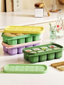1pc Creative Ice Cube Tray With Lid For Baby Food Storage And Homemade Ice Cubes, Refrigerator Freezer Safe - Pink Purple - View 8