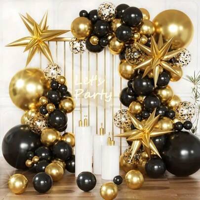 137 pezzi di palloncini a coriandoli neri, dorati e multicolori con palloncini a forma di grande stella per feste di compleanno, laurea, pensionamento, anniversario, decorazione per Pasqua, regalo di Natale