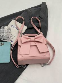 1pc Simple Butterfly Decorated Flip Multi-Functional Backpack, Suitable For Women For Daily Use, School Supplies,School Backpack,Back To School,Lightweight,Portable,Cute,Classic Casual, Suitable For Teen Girls Women College Students, Perfect For Back To School,College,Shopping Valentines - Pink - View 5