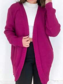 Plus Size Knit Tops - 酒紅色 - 查看 2