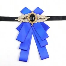 1pc Men Formal Long Fashion Luxury Black Diamond Hollowed-Out Lace Bow Tie Groomsmen Wedding Party Tuxedo Accessory With English Boutonniere - Multicolor - View 24