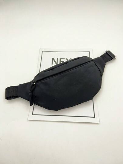 1pc Fashionable Women Waist Bag/Chest Bag With Invisible Zipper, Solid Color & Waterproof Nylon Material For Holding Coins And Small Items