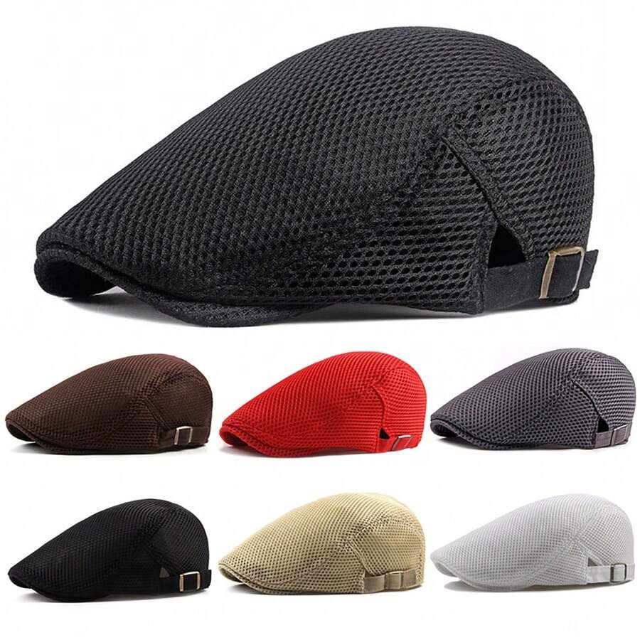 قبعة نيوز  بتصميم الشبكة المناسبة للجنسين، قبعة صيفية خفيفة وبطابع كلاسيكي، حماية من الشمس بأسلوب بريهي للسائقين ولاعبي الجولف والرياضات الخارجية، قبعة دلو قابلة للتعديل