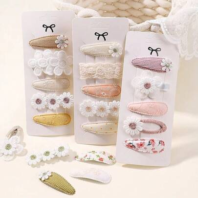 5/Pcs Mini Baby Girl Hair Clip Cute Floral Bow Bunny Princess Hairpin For Toddler Girl Lovely  Side Clip Hair Accessories