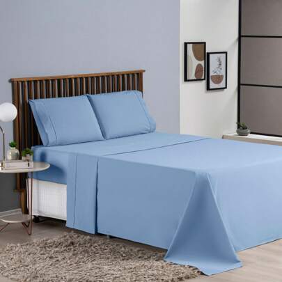 Jogo De Lençol King 4 Peças Tecido Percal 100%Algodão