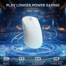 AJAZZ AJ099 SUPERLIGERO Ratón Inalámbrico para Juegos,Ultraligero(56g),Sensor Pixart PAW3311, 12000PPP,Cable 2,4 G/USB-C,6 Botones Programables,Battery Life de 200 Horas,para PC/PS4/XBOX - Blanco - Ver 7