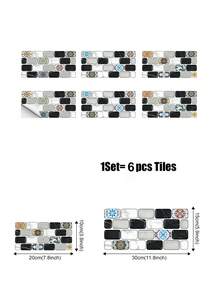 6pcs PVC Tile Decals For Home Decoration, Ideal For Bedroom, Bathroom, Kitchen - Multicolor - View 3
