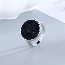 1pc Vintage Texture Natural Stone 15mm Round Center Ring - Round - View 14