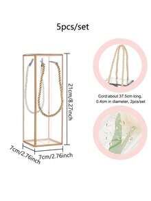 5入/組-金邊透明塑料禮盒帶手把，適用於糖果包裝、禮品包裝和派對裝飾 - 金色 - 查看 3