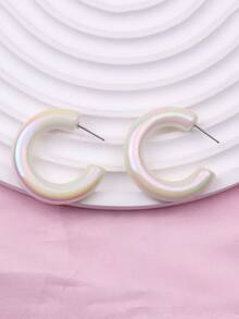 1 đôi Trân châu Mịn màng Thiết kế C Đơn giản & Sành điệu Ảnh ba chiều Hoa tai Đối với phụ nữ - Vòng chữ C huỳnh quang - Xem 11