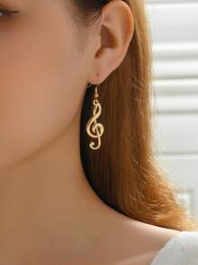 1 đôi Đúng mốt Dấu âm nhạc Thiết kế Thanh lịch Cá nhân hóa Hoa tai Thích hợp Đối với Mặc hàng ngày NỮ - Vàng - Xem 2