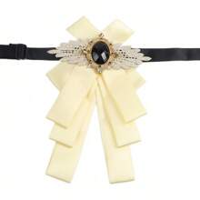 1pc Men Formal Long Fashion Luxury Black Diamond Hollowed-Out Lace Bow Tie Groomsmen Wedding Party Tuxedo Accessory With English Boutonniere - Multicolor - View 18
