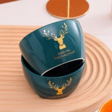 A Set Of Two Solid Color Ceramic Bowls And Chopsticks With Glazed Square Design For Gift-Giving Or Banquet - Multicolor - View 2