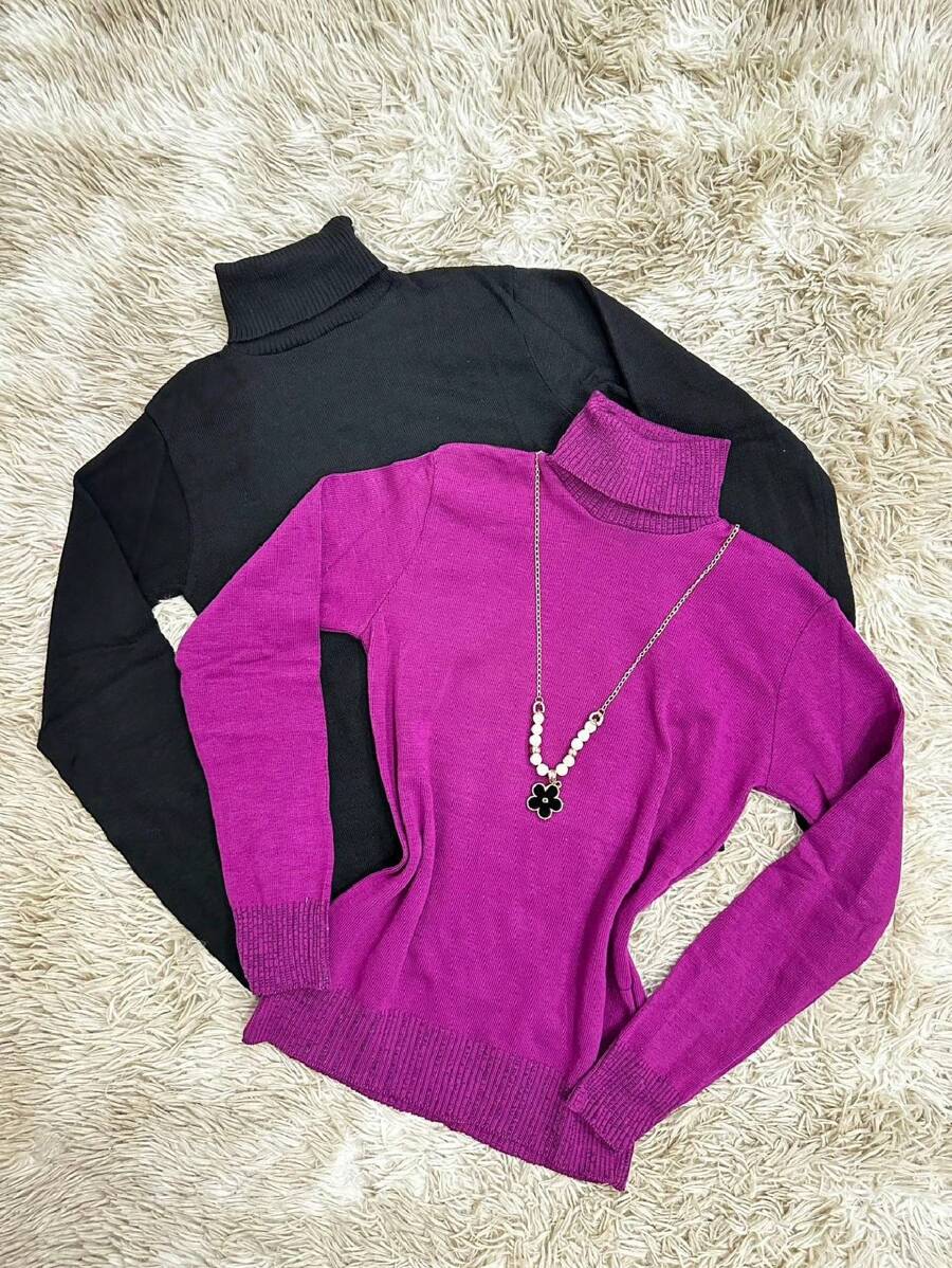 Women Knit Tops - Red Violet - View 1