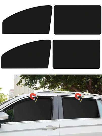 4pcs/Set Car Side Window Sun Shades, 4 PCS Window Sunshades Privacy Curtains, 100% Block Light For Breastfeeding, Taking A Nap, Changing Clothes, Camping (Front&Back 4pcs)