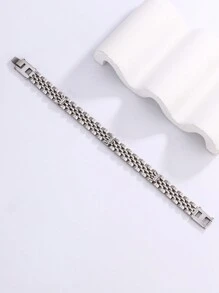 One Simple And Fashionable Silver Stainless Steel Bracelet With Three Crown Charms - Silver - View 4