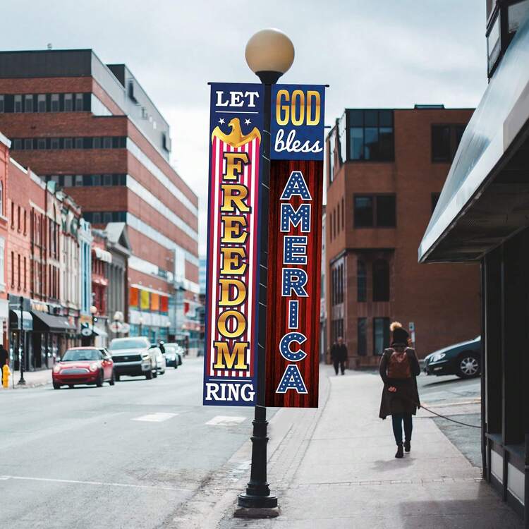 2 Pièces Rideaux de Porte de Couplets Thématiques de l'Aigle du 4 Juillet Américain 71x12 pouces Drapeaux de Décoration d'Ambiance Intérieure et Extérieure de Liberté/Brave/Home - Que la liberté retentisse - Voir 5