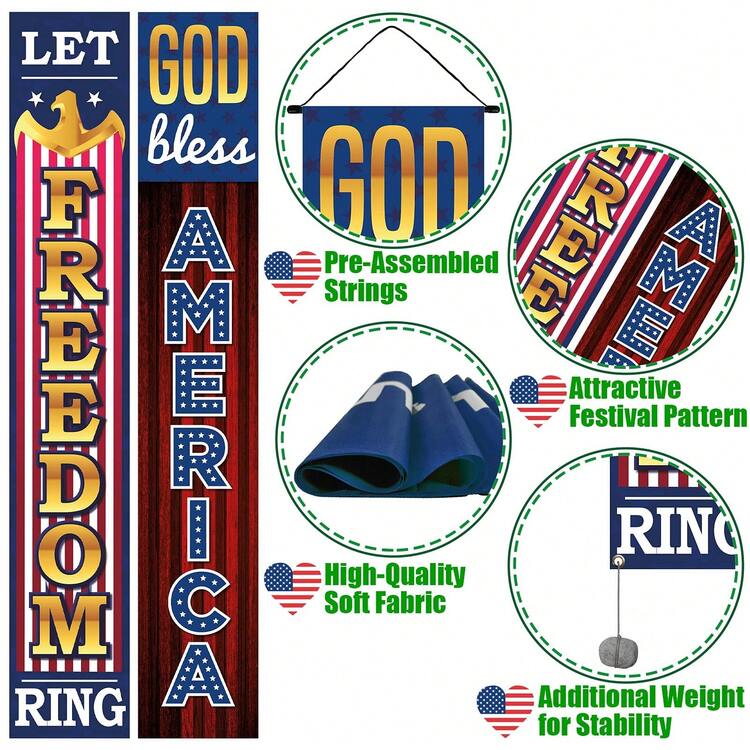 2 Pièces Rideaux de Porte de Couplets Thématiques de l'Aigle du 4 Juillet Américain 71x12 pouces Drapeaux de Décoration d'Ambiance Intérieure et Extérieure de Liberté/Brave/Home - Que la liberté retentisse - Voir 4