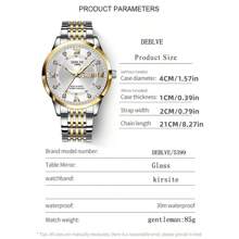 Reloj de cuarzo de 1 pieza de la marca DEBLVE con esfera redonda, correa de acero, calendario luminoso y cronómetro, moda unisex - Negro - Ver 12