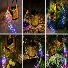 Solar Watering Can With Lights, Small Outdoor Solar Lanterns Hanging Waterproof Garden Decor, Decorative Retro Metal Kettle Solar Light For Table Patio Yard Pathway Walkway(With Install String Light) - Multicolor - View 5