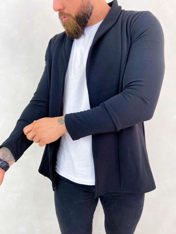 Cardigan Blazer Comprido Longo Masculino Casaco Manga Longa