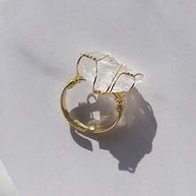 anillo ajustable con piedra de cuarzo natural - cuarzo blanco - Ver 1