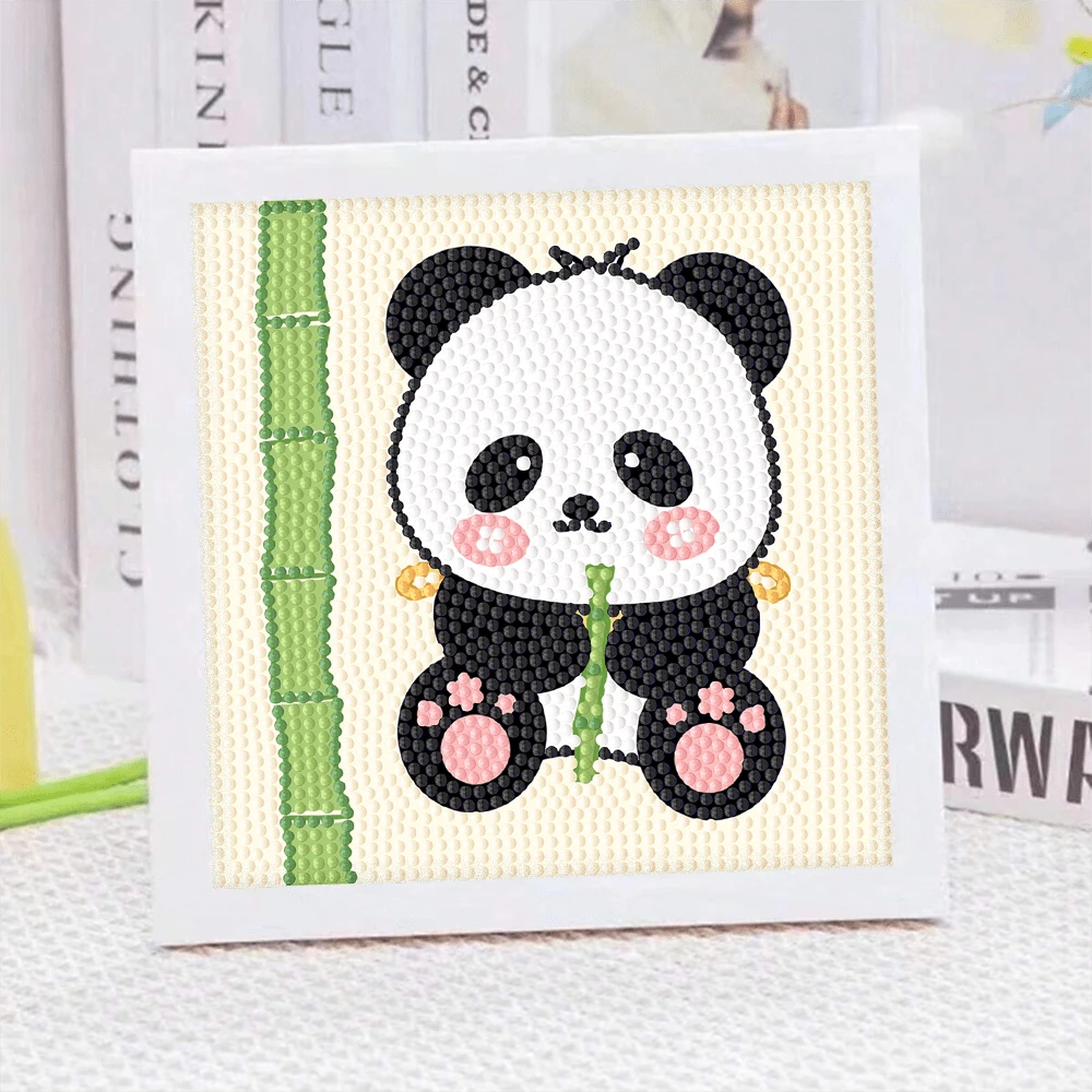 1 set de pictură cu diamante cu ramă de bambus și panda, potrivit pentru decorarea casei - culoare - Vizualizare 1