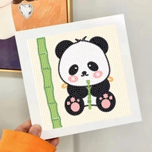 1 set de pictură cu diamante cu ramă de bambus și panda, potrivit pentru decorarea casei - culoare - Vizualizare 2