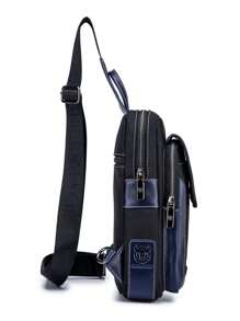 BULLCAPTAIN 真皮胸包男士头层牛皮时尚休闲单肩斜挎包男士前包商务手提包单肩侧包工作周末旅行露营夏季健身房度假防水随身包个性礼物男朋友爸爸丈夫父亲节礼物大学书包新生书包返校多功能宿舍大学书包通勤高中实用 - 淺藍色 - 查看 9