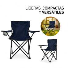 Set Of 2 Ultra Light Folding Beach Chairs, Heavy Duty Portable Camping Chair Picnic Chair, Portable Chair With Cup Holder Camping Seat With Cover Folding Beach Chair - 藏蓝色 - 查看 5