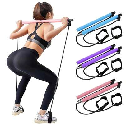 Pilates Bar Kit With Resistance Bands,Multifunctional Yoga Pilates Bar With Heavy-Duty Metal Adjustment Buckle For Women &Men, Home Gym Pilates Resistance Bar KitforFull Body Workouts