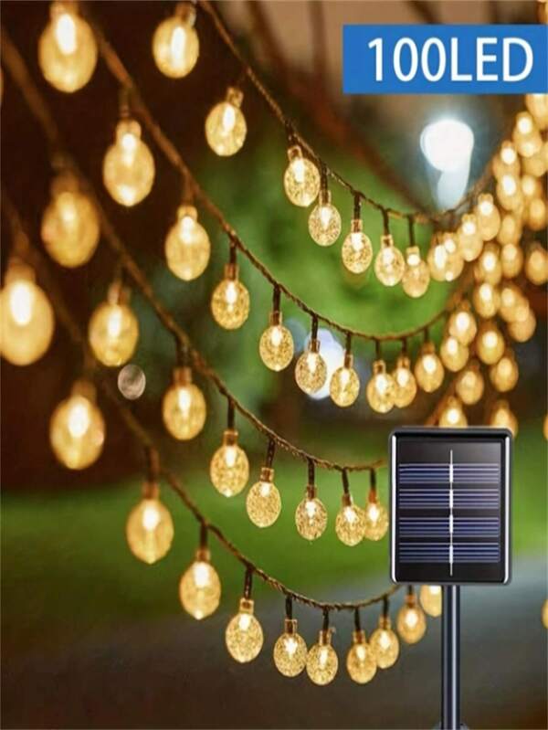 1 paquete, 100 luces solares de cristal en forma de globo con 8 modos de iluminación, luces solares impermeables para decoración del jardín, árbol, patio, fiesta, Día de San Valentín, Navidad (blanco cálido) (8 colores), decoración de patio, decoración de Halloween, luces de exterior de Halloween, regalo de Acción de Gracias, Navidad