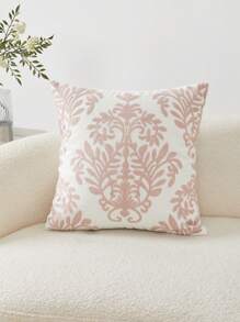 LCUHPCL 1 pièce Housse de coussin décoratif rose charmant avec broderie florale de Damas, décoration d'intérieur pour le salon, le canapé, la voiture - Rose bonbon - Voir 5